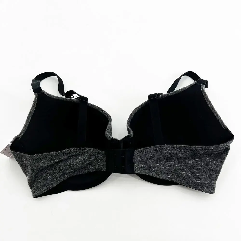 NEW Auden Heather Gray Everyday Underwired Lightly Lined Demi T Shirt Bra Sz 34D